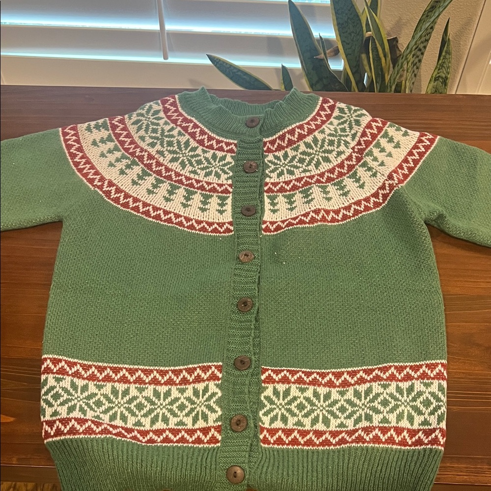 Amazon Festive Green and Red Knit Cardigan